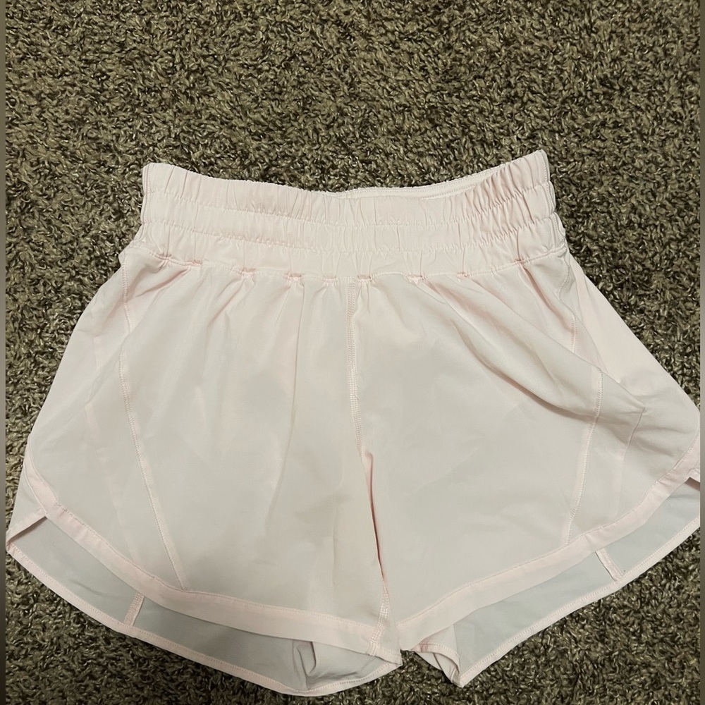 Lululemon Hotty Hot High-Rise Lined Shorts 4” in light pink